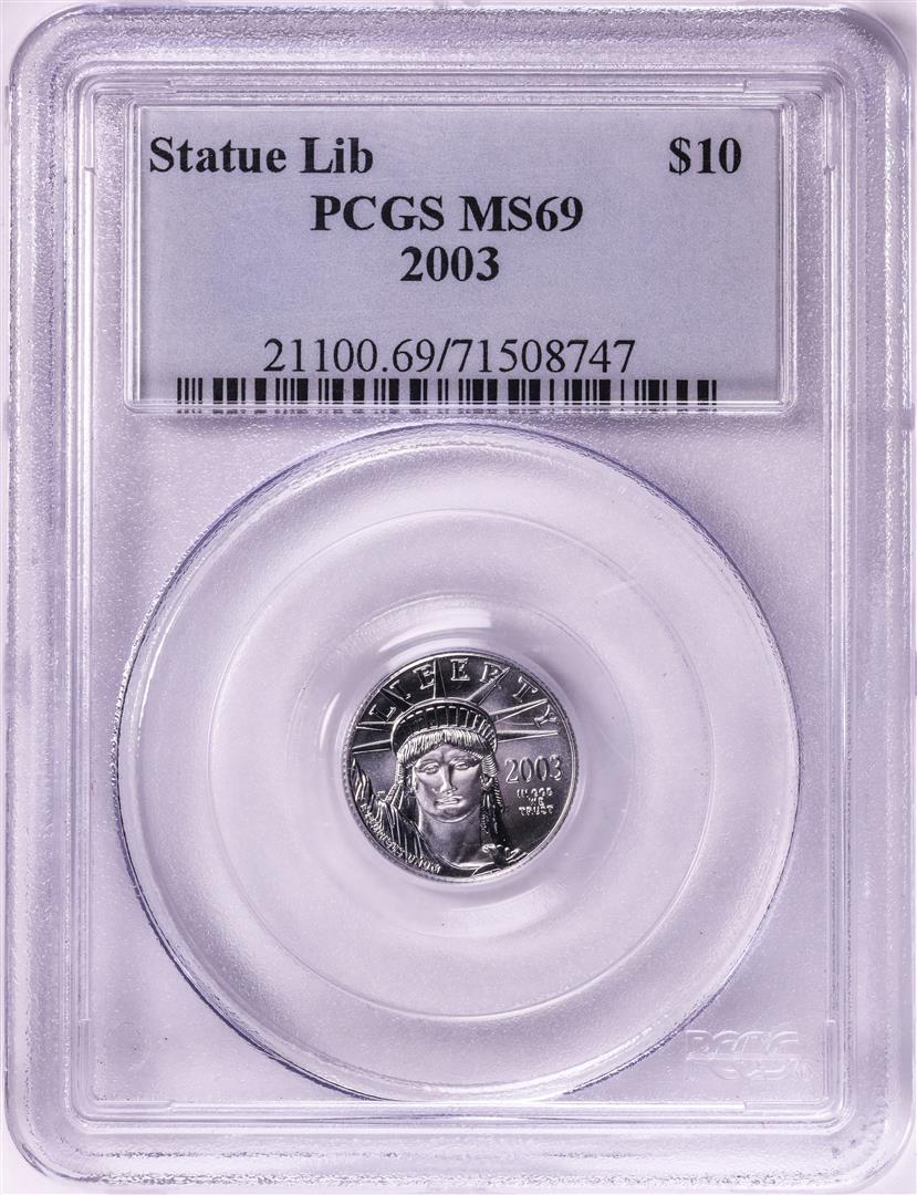 2003 $10 American Platinum Eagle Coin PCGS MS69: One 2003 $10 American Platinum Eagle Coin PCGS MS69. PCGS Graded.