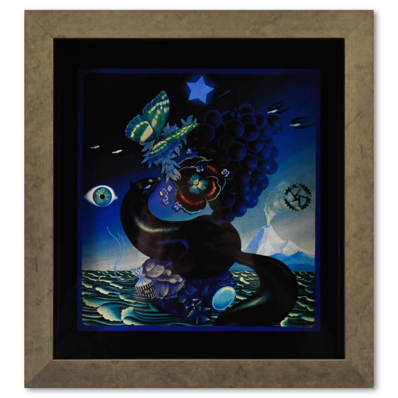 Victor Vasarely (1908-1997) Print Mixed Media On Paper: "Etude En Bleu de la Serie Graphismes 2" is a heliogravure print on paper, published in 1977, by Victor Vasarely (1908-1997). This piece comes custom framed, with a letter of authenticity and with a 1