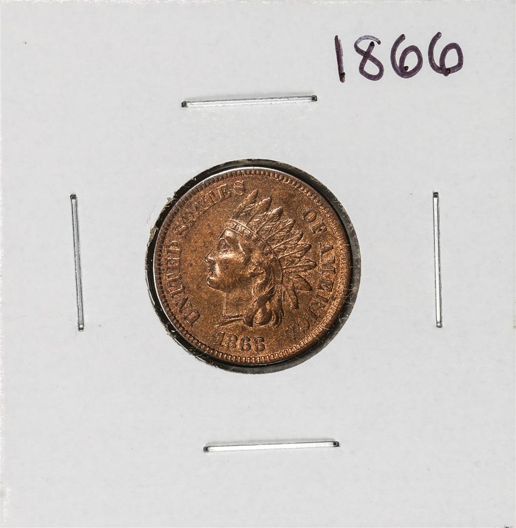 1866 Indian Head Cent Coin: One 1866 Indian Head Cent Coin.