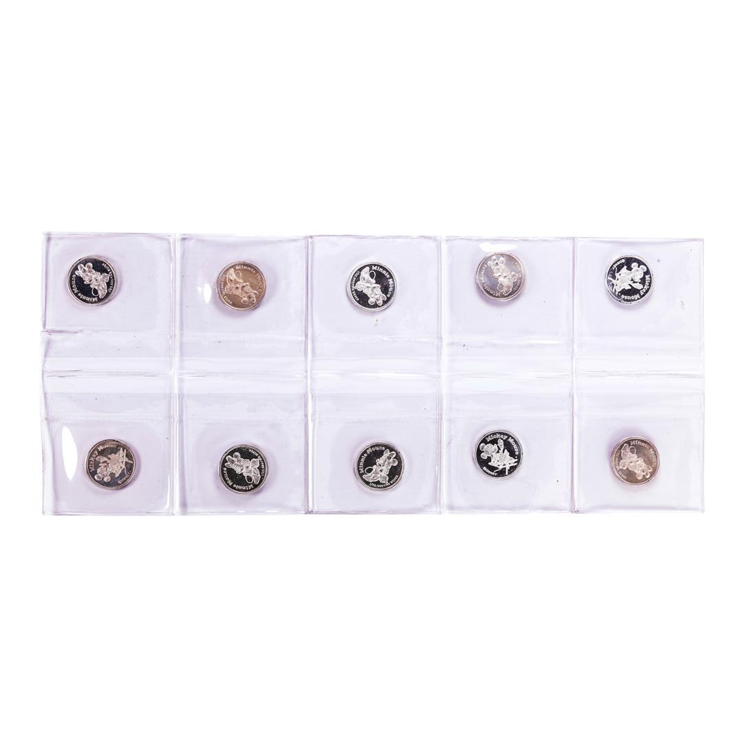Lot of (10) Disney Mickey & Minnie Mouse 1/20 oz. .999 Fine Silver Coin Rounds: One Lot of (10) Disney Mickey & Minnie Mouse 1/20 oz. .999 Fine Silver Coin Rounds.