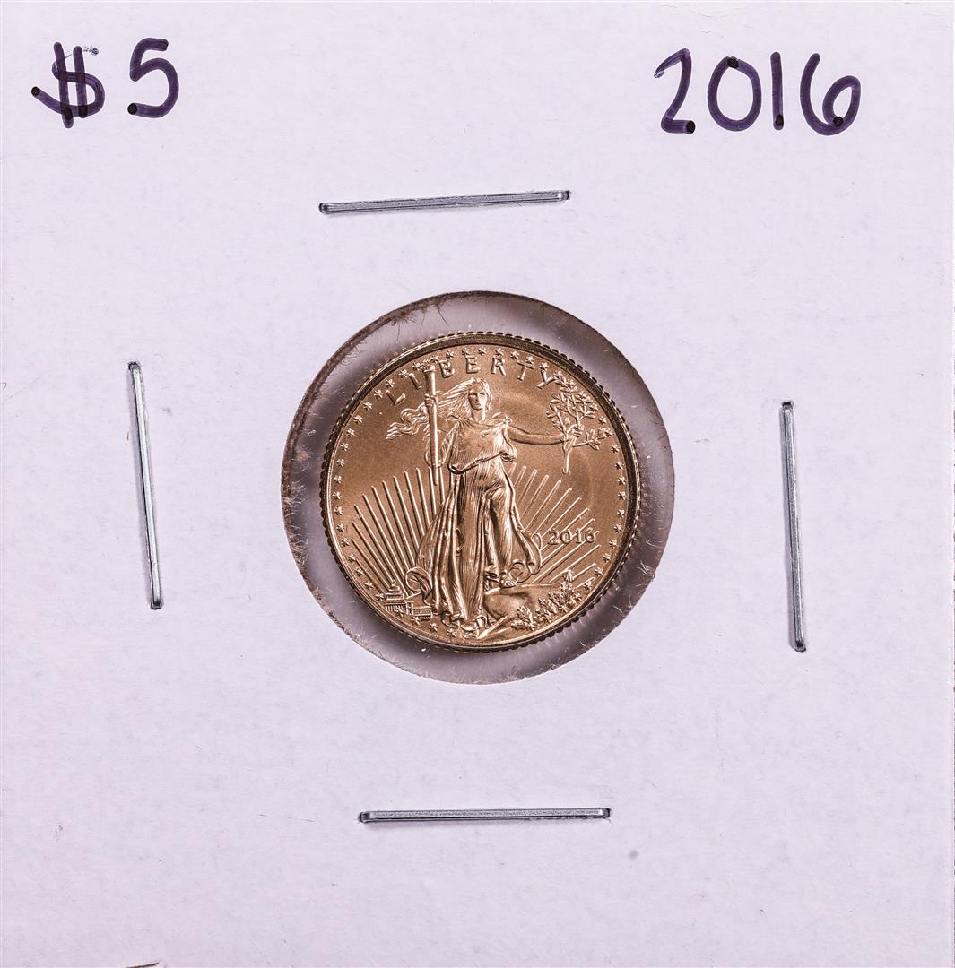 2016 $5 American Gold Eagle Coin: One 2016 $5 American Gold Eagle Coin.