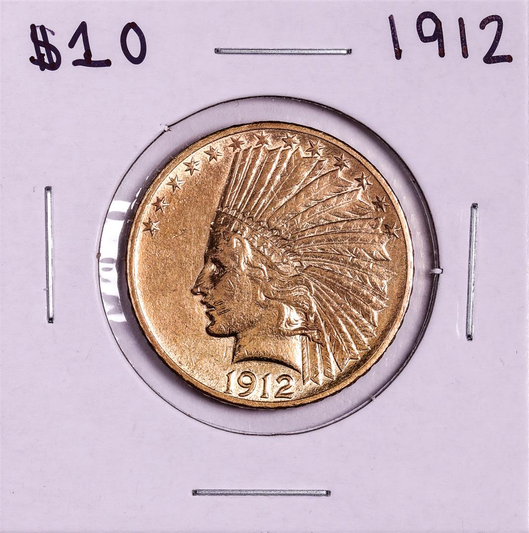 1912 $10 Indian Head Eagle Gold Coin: One 1912 $10 Indian Head Eagle Gold Coin.