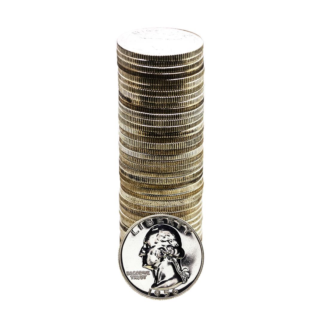 Roll of (40) Proof 1956 Washington Quarter Coins: One Roll of (40) Proof 1956 Washington Quarter Coins.