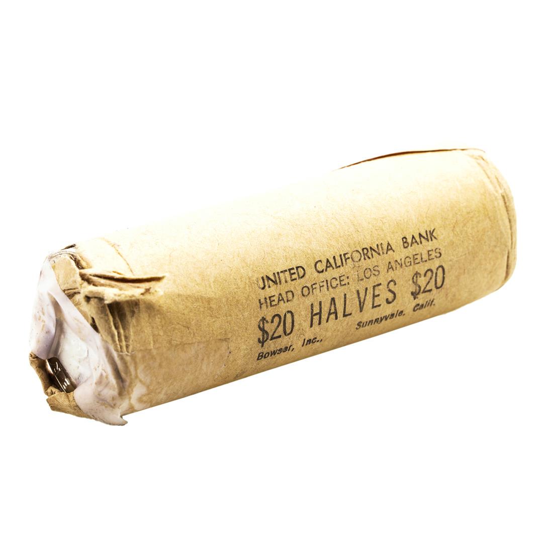 Original Shotgun Roll of (40) Brilliant Uncirculated 1963-D Franklin Half Dollar Coins: One Original Shotgun Roll of (40) Brilliant Uncirculated 1963-D Franklin Half Dollar Coins.