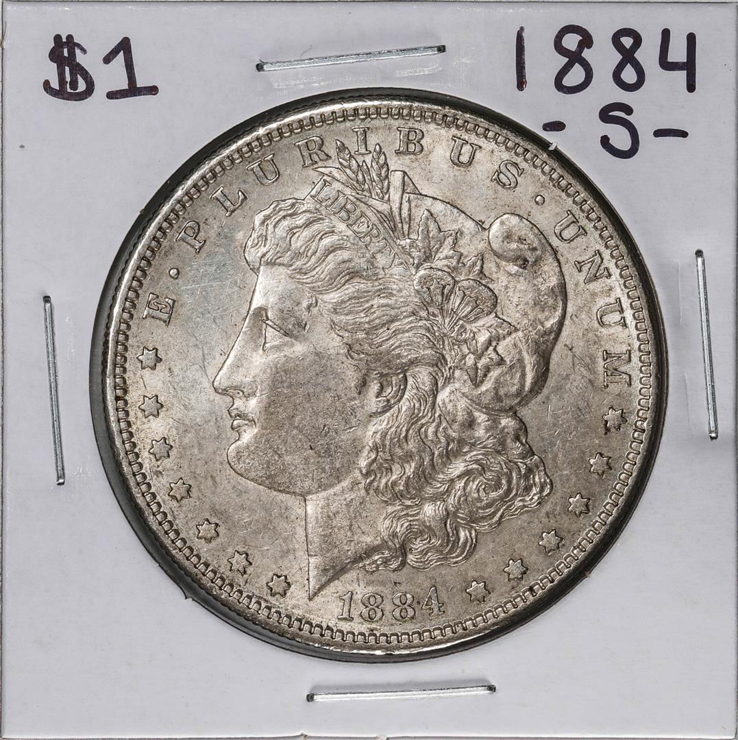 1884-S $1 Morgan Silver Dollar Coin: One 1884-S $1 Morgan Silver Dollar Coin.