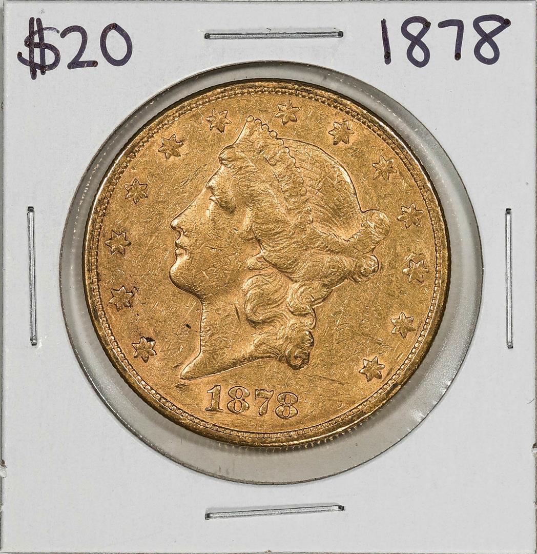 1878 $20 Liberty Head Double Eagle Gold Coin: One 1878 $20 Liberty Head Double Eagle Gold Coin.