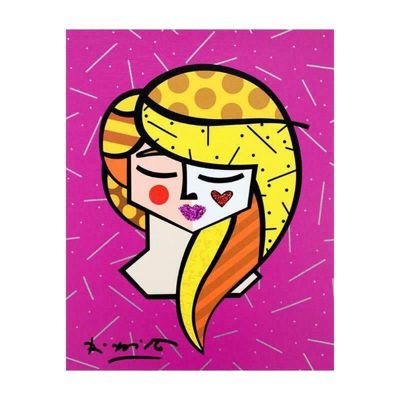 Romero Britto "Lily" Limited Edition Giclee On Canvas: "Lily" is a accented limited edition giclee on canvas with by Romero Britto. The piece comes hand signed by the artist and is authenticated en verso with the official Britto stamp. Measures approximat