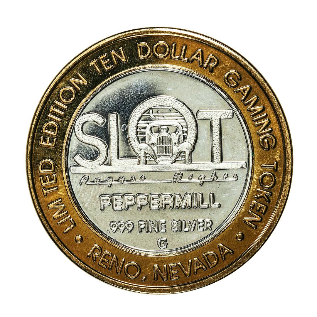.999 Silver Peppermill Hotel Casino Reno, NV $10 Casino Limited Edition Gaming Token: One .999 Silver Peppermill Hotel Casino Reno, NV $10 Casino Limited Edition Gaming Token.