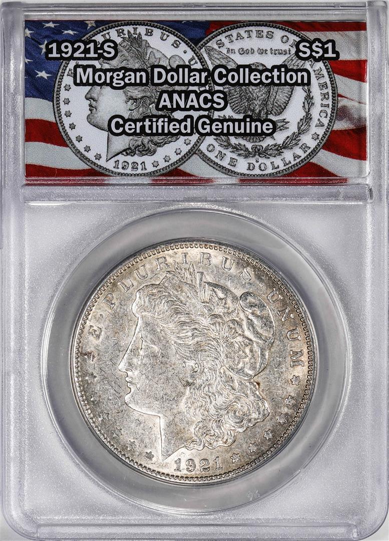1921-S $1 Morgan Silver Dollar Coin ANACS Genuine: One 1921-S $1 Morgan Silver Dollar Coin ANACS Genuine. ANACS Certified.
