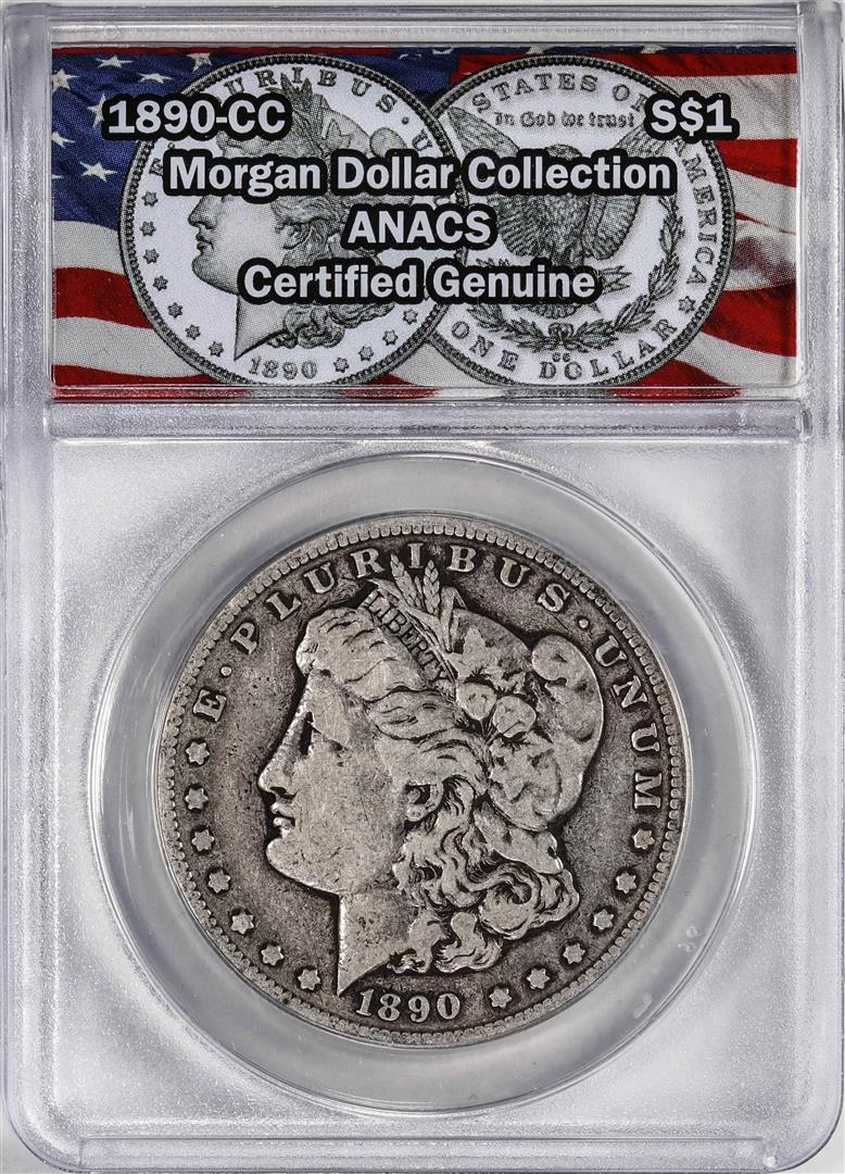 1890-CC $1 Morgan Silver Dollar Coin ANACS Genuine: One 1890-CC $1 Morgan Silver Dollar Coin ANACS Genuine. ANACS Certified.