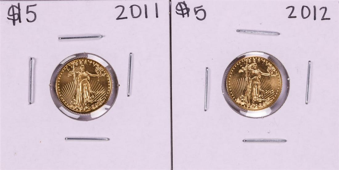 Lot of 2011-2012 $5 American Gold Eagle Coins: One Lot of 2011-2012 $5 American Gold Eagle Coins.