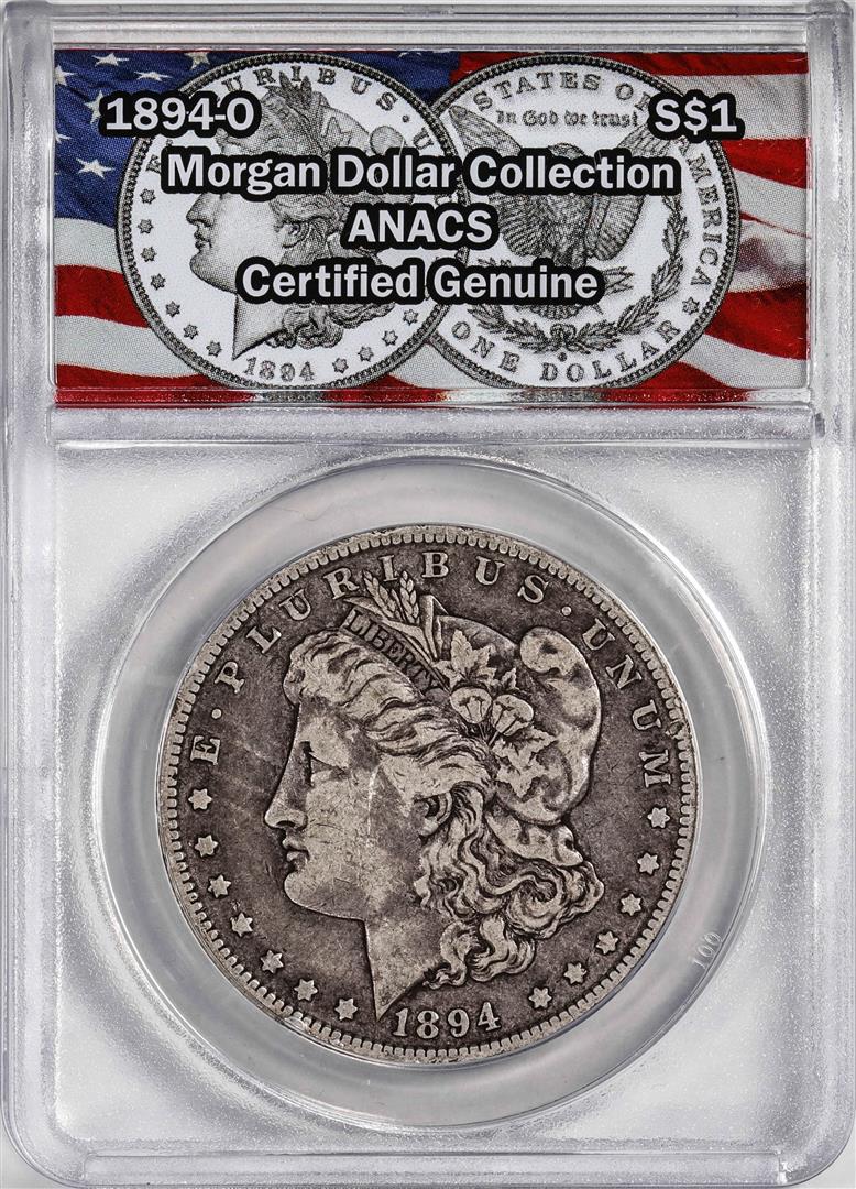 1894-O $1 Morgan Silver Dollar Coin ANACS Genuine: One 1894-O $1 Morgan Silver Dollar Coin ANACS Genuine. ANACS Certified.