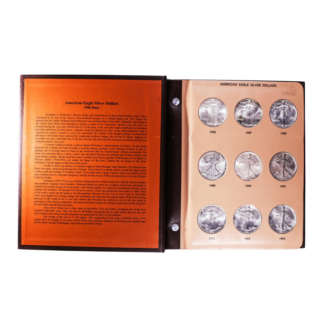 1986-2021 $1 American Silver Eagle Coins in Dansco Album: One 1986-2021 $1 American Silver Eagle Coins in Dansco Album .