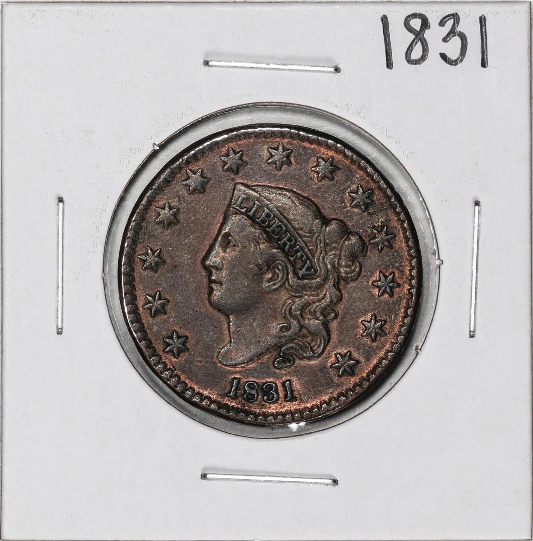 1831 Coronet Head Large Cent Coin: One 1831 Coronet Head Large Cent Coin.
