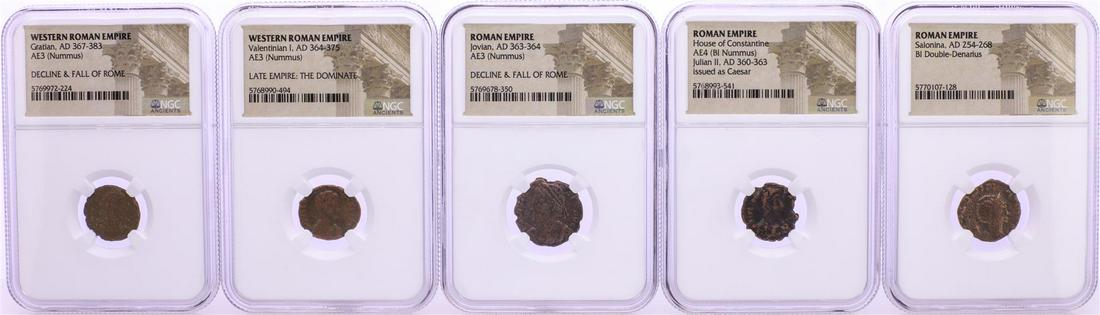 Lot of (5) Ancient Roman Empire Coins NGC Certified: One Lot of (5) Ancient Roman Empire Coins NGC Certified. NGC Certified.