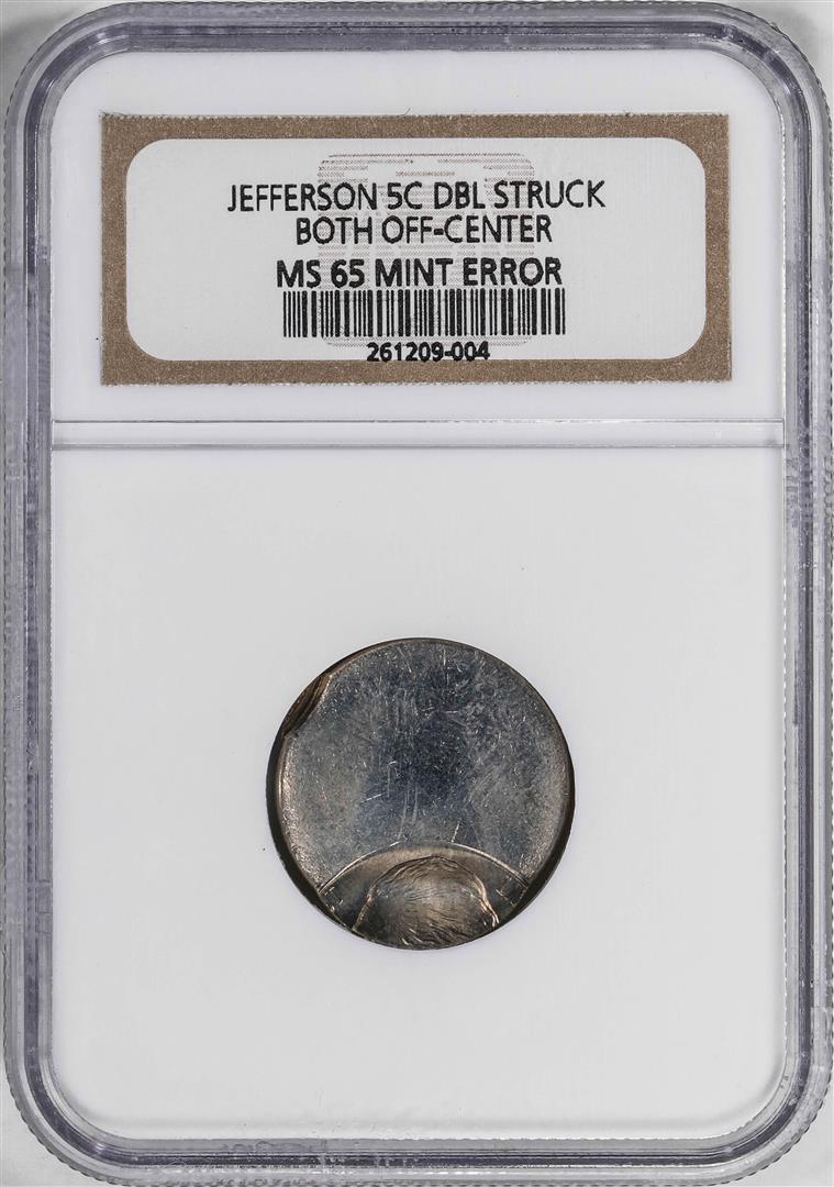 No Date Jefferson Nickel Coin Mint ERROR Double Struck Both Off-Center NGC MS65: One No Date Jefferson Nickel Coin Mint ERROR Double Struck Both Off-Center NGC MS65. NGC Certified.