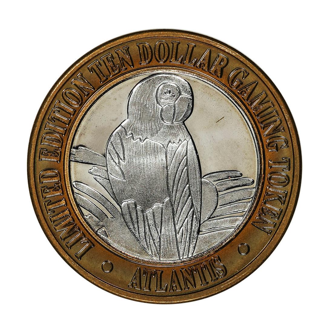 .999 Fine Silver Atlantis Casino & Resort Reno, NV $10 Limited Edition Gaming Token: One .999 Fine Silver Atlantis Casino & Resort Reno, NV $10 Limited Edition Gaming Token.