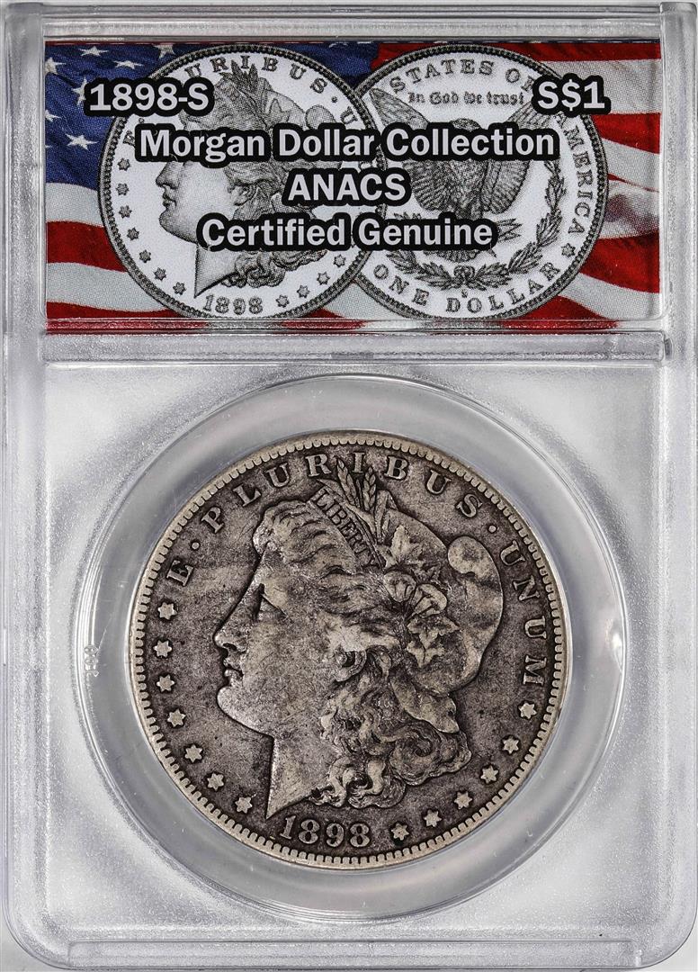 1898-S $1 Morgan Silver Dollar Coin ANACS Genuine: One 1898-S $1 Morgan Silver Dollar Coin ANACS Genuine. ANACS Certified.
