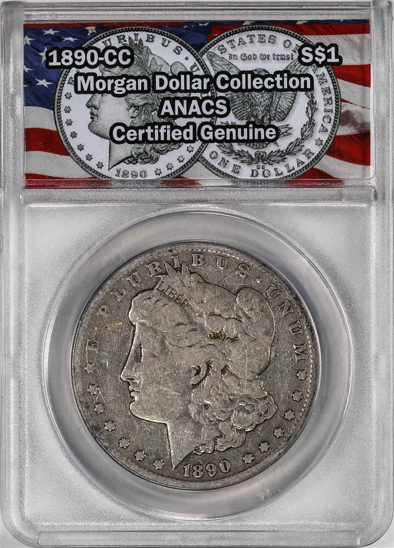 1890-CC $1 Morgan Silver Dollar Coin ANACS Genuine: One 1890-CC $1 Morgan Silver Dollar Coin ANACS Genuine. ANACS Certified.
