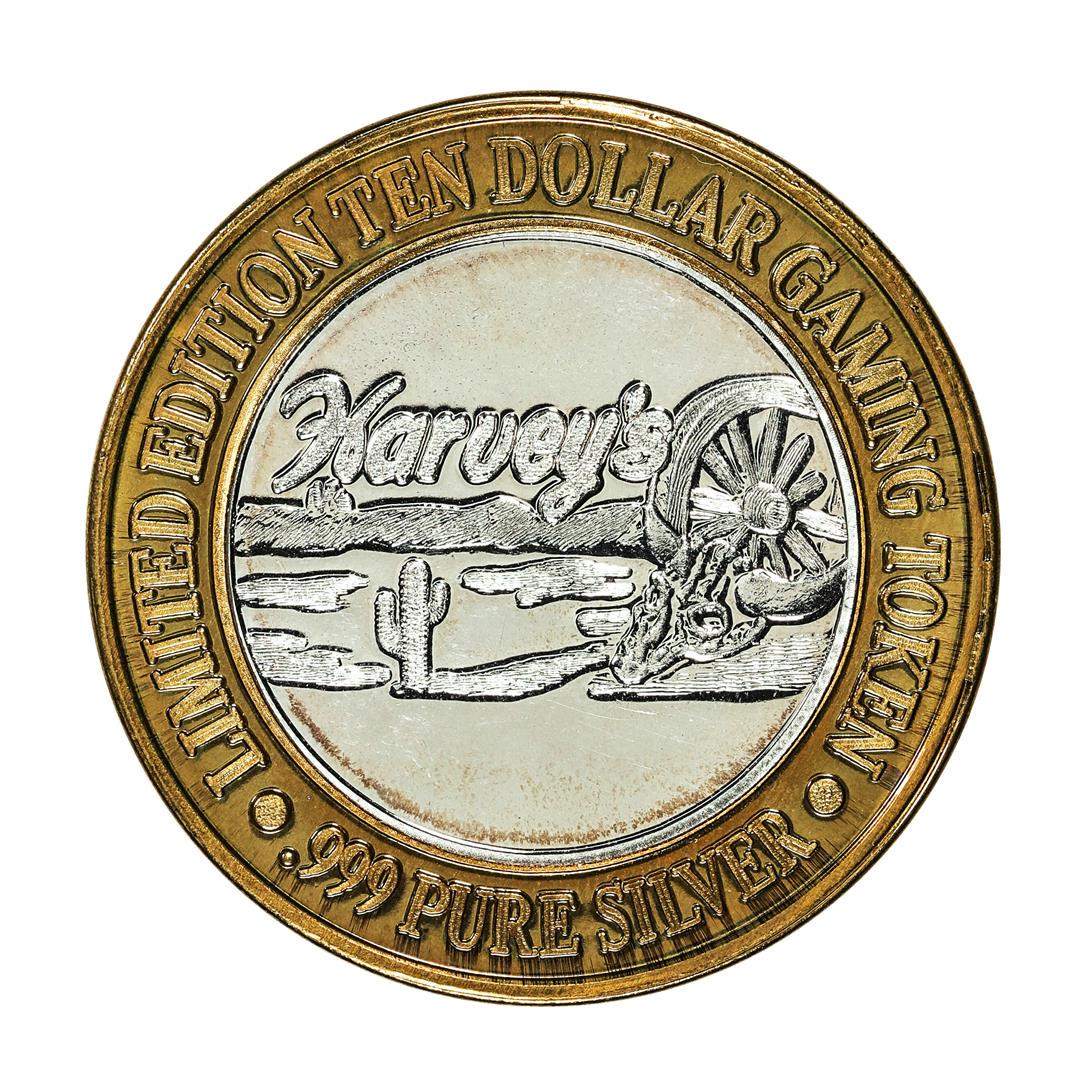 .999 Fine Silver Harvey's Lake Tahoe, Nevada $10 Limited Edition Gaming Token: One .999 Fine Silver Harvey's Lake Tahoe, Nevada $10 Limited Edition Gaming Token.