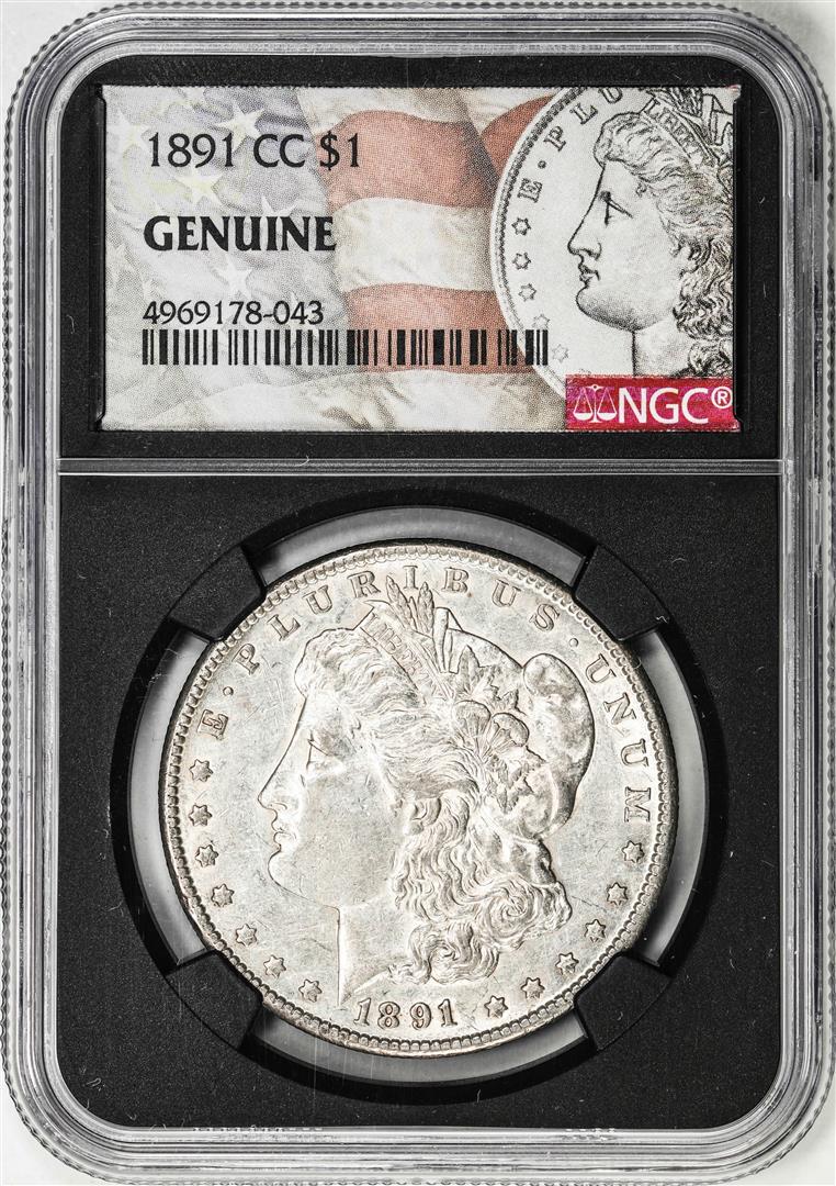 1891-CC $1 Morgan Silver Dollar Coin NGC Genuine: One 1891-CC $1 Morgan Silver Dollar Coin NGC Genuine. NGC Certified.