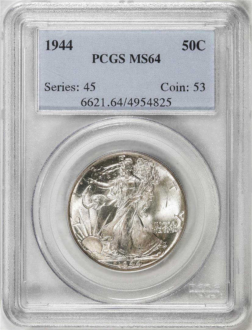 1944 Walking Liberty Half Dollar Coin PCGS MS64: One 1944 Walking Liberty Half Dollar Coin PCGS MS64. PCGS Graded.