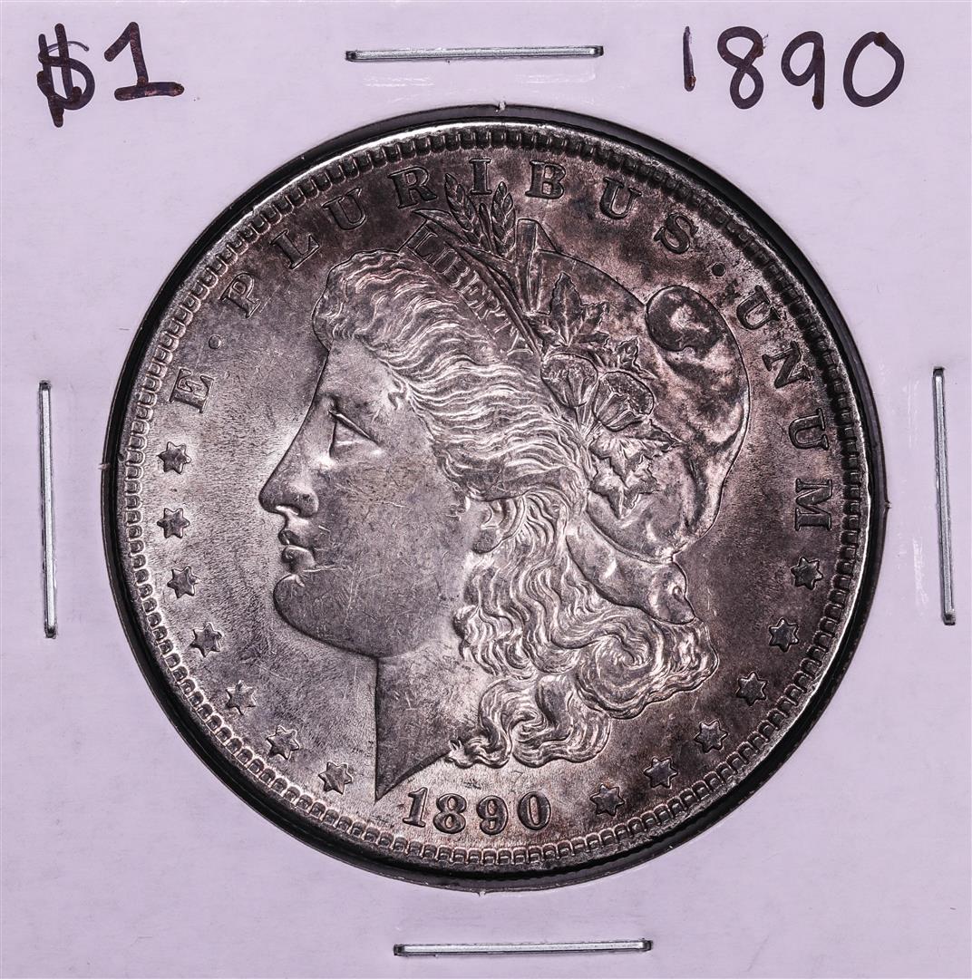 1890 $1 Morgan Silver Dollar Coin: One 1890 $1 Morgan Silver Dollar Coin.