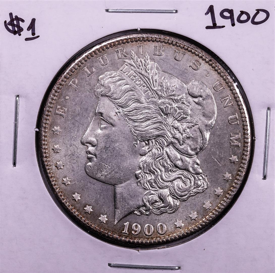 1900 $1 Morgan Silver Dollar Coin: One 1900 $1 Morgan Silver Dollar Coin.