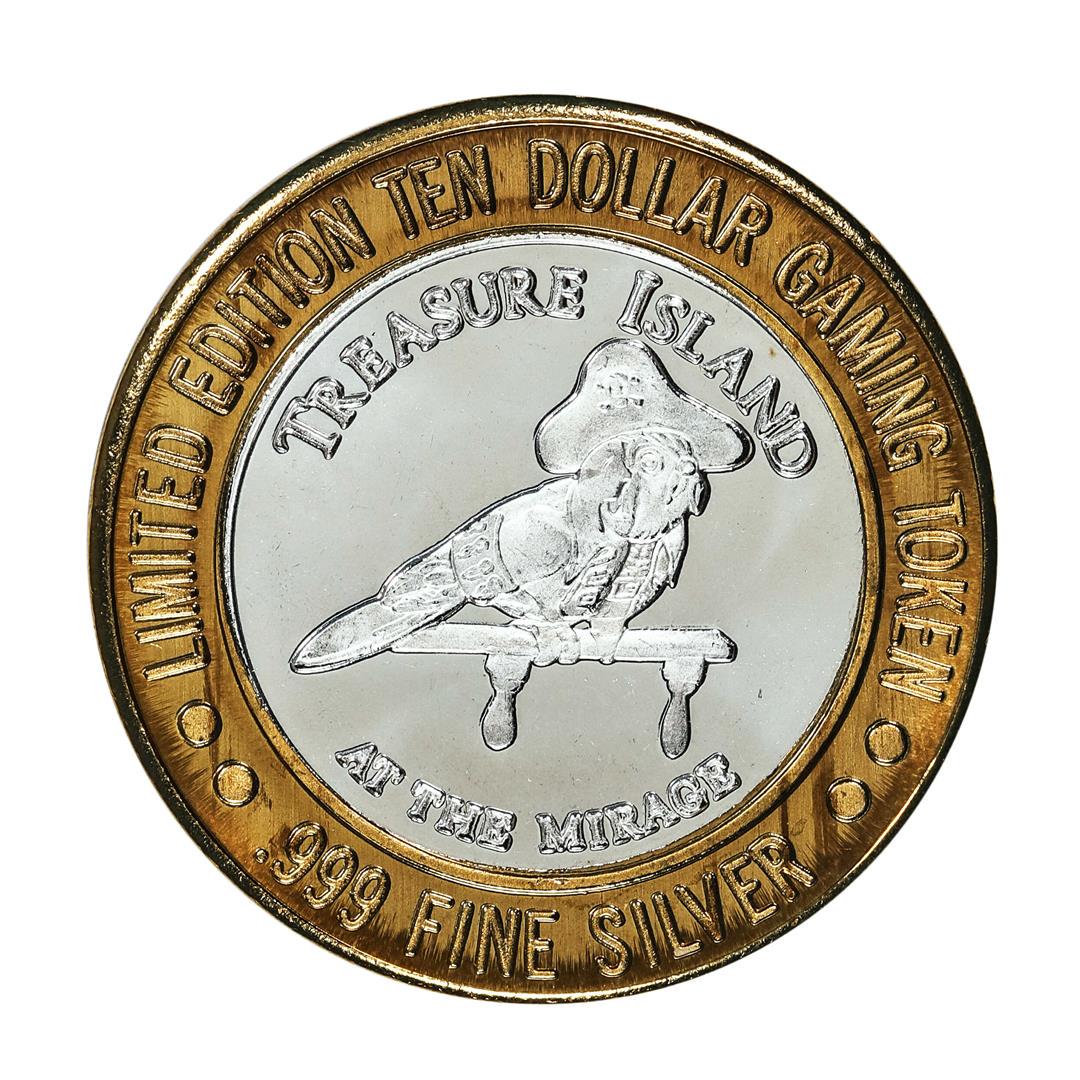 .999 Silver Treasure Island Las Vegas $10 Limited Edition Casino Gaming Token: One .999 Silver Treasure Island Las Vegas $10 Limited Edition Casino Gaming Token.