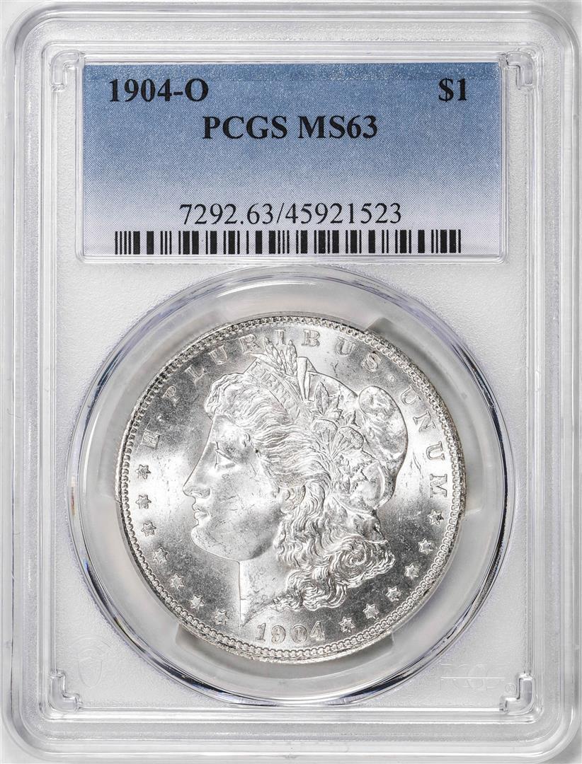 1904-O $1 Morgan Silver Dollar Coin PCGS MS63: One 1904-O $1 Morgan Silver Dollar Coin PCGS MS63. PCGS Graded.