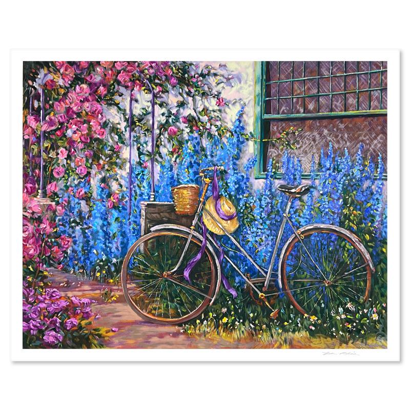 Henri Plisson "Rose Cottage" Limited Edition Serigraph On Paper: "Rose Cottage" is a SOLD OUT limited edition serigraph on paper by Henri Plisson (1933-2006), numbered and hand signed by the artist. Includes Letter of Authenticity. Measures approx. 35" x 29" (borde