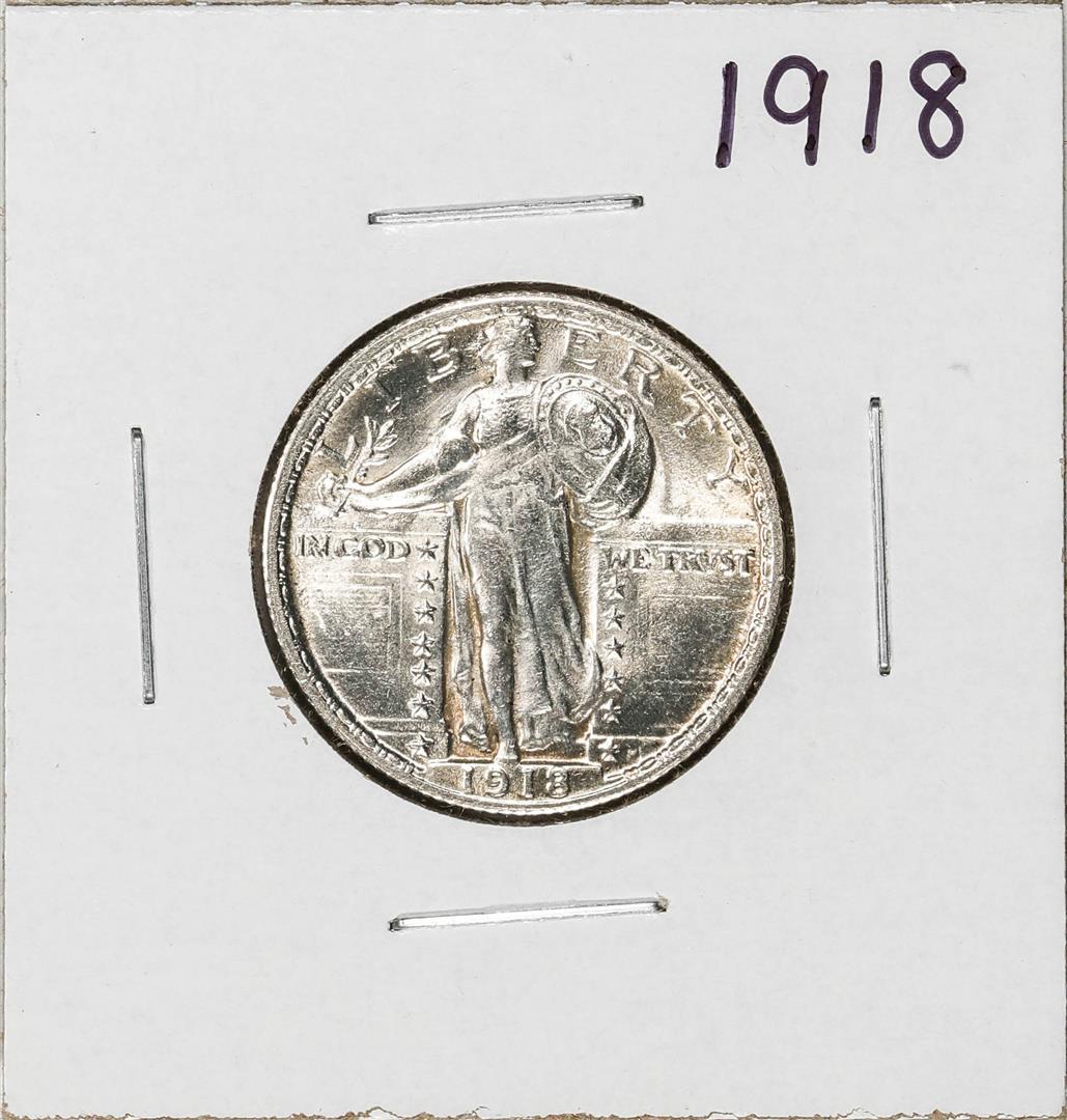 1918 Standing Liberty Quarter Coin: One 1918 Standing Liberty Quarter Coin.