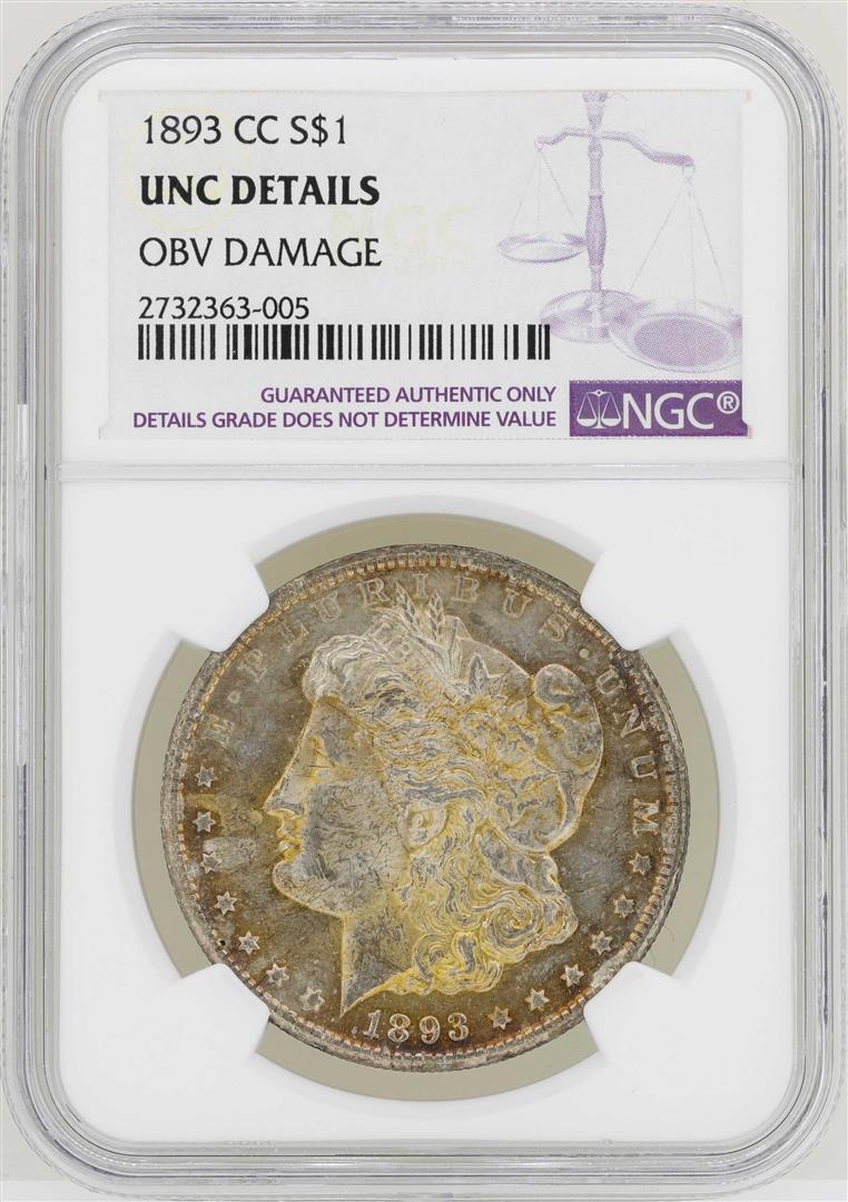 1893-CC $1 Morgan Silver Dollar Coin NGC UNC Details: One 1893-CC $1 Morgan Silver Dollar Coin NGC UNC Details. NGC Certified.