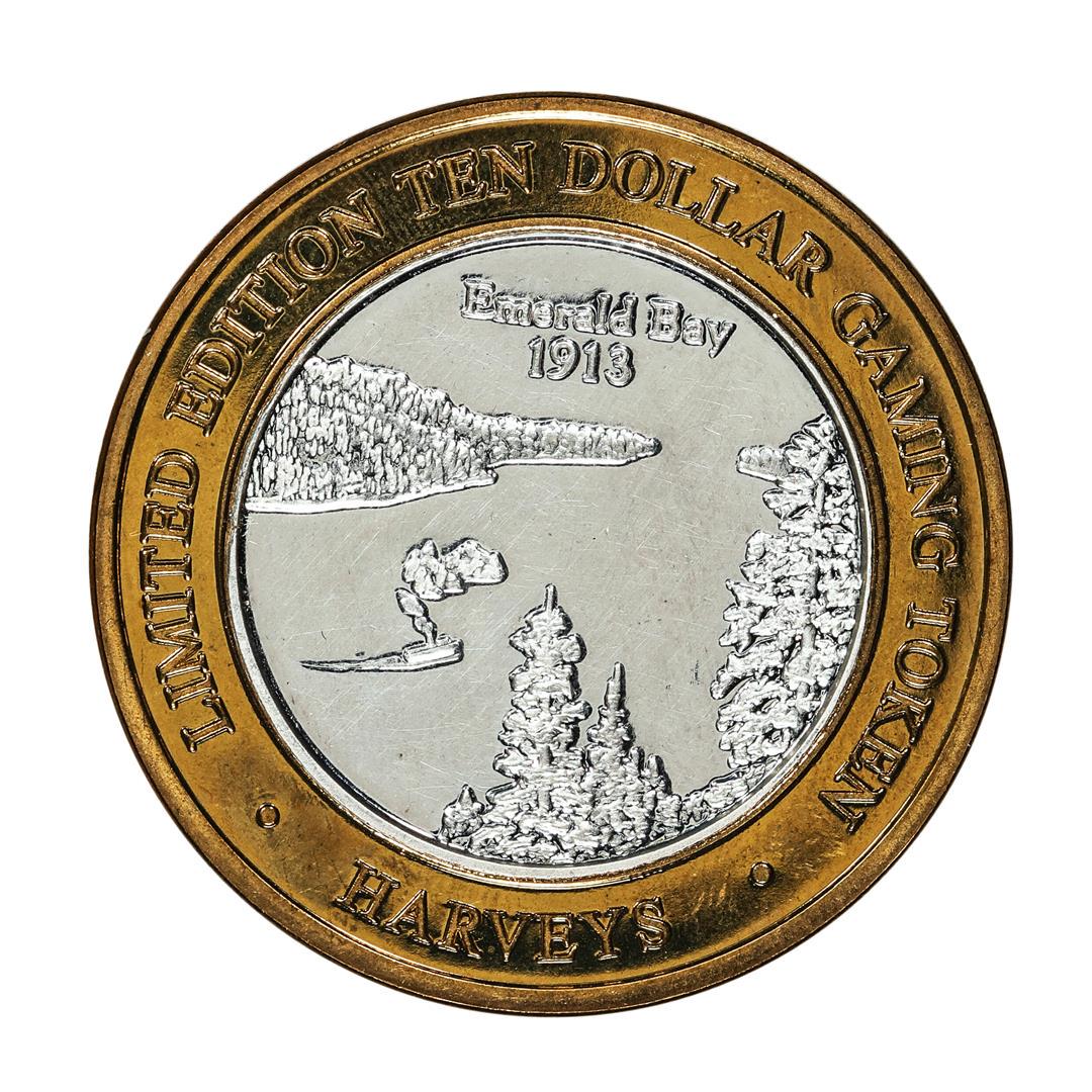 .999 Silver Harveys Lake Tahoe, Nevada $10 Casino Limited Edition Gaming Token: One .999 Silver Harveys Lake Tahoe, Nevada $10 Casino Limited Edition Gaming Token.