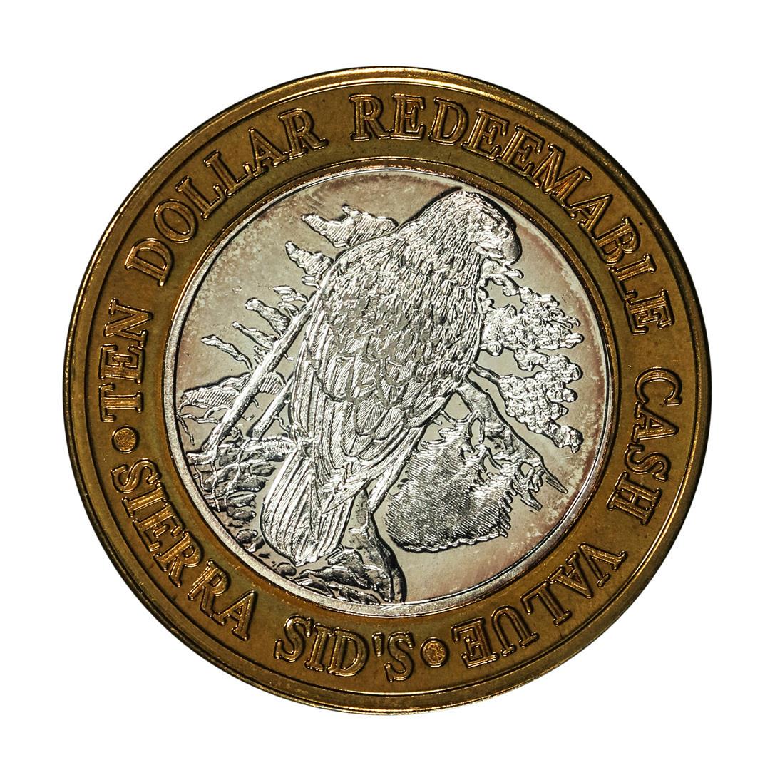 .999 Silver Sierra Sid's Sparks, Nevada $10 Casino Limited Edition Gaming Token: One .999 Silver Sierra Sid's Sparks, Nevada $10 Casino Limited Edition Gaming Token.