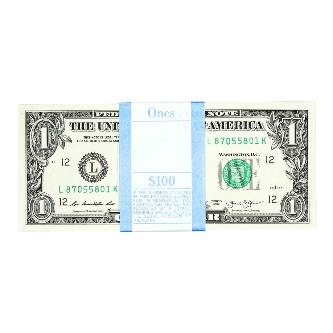 Pack of (100) Uncirculated Consecutive 2013 $1 Federal Reserve Notes San Francisco: One Pack of (100) Uncirculated Consecutive 2013 $1 Federal Reserve Notes San Francisco.