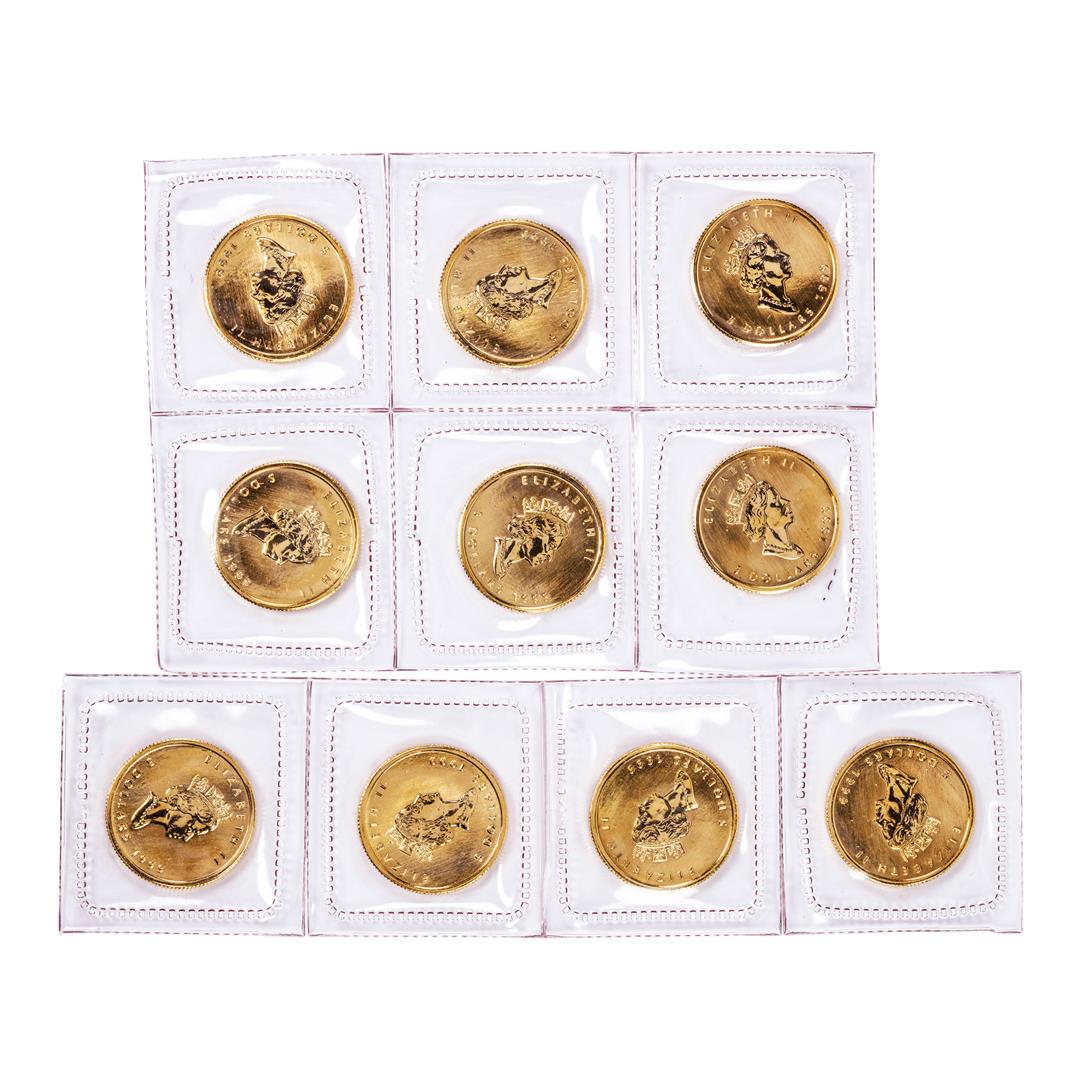 Lot of (10) Sealed 1999 Canadian $5 Maple Leaf Gold Coins: One Lot of (10) Sealed 1999 Canadian $5 Maple Leaf Gold Coins.