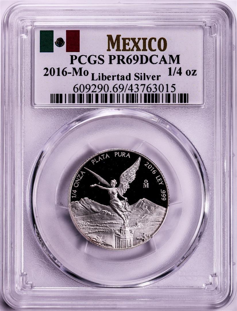 2016-Mo Mexico Proof 1/4 oz Silver Libertad Coins PCGS PR69DCAM: One 2016-Mo Mexico Proof 1/4 oz Silver Libertad Coins PCGS PR69DCAM. PCGS Graded.