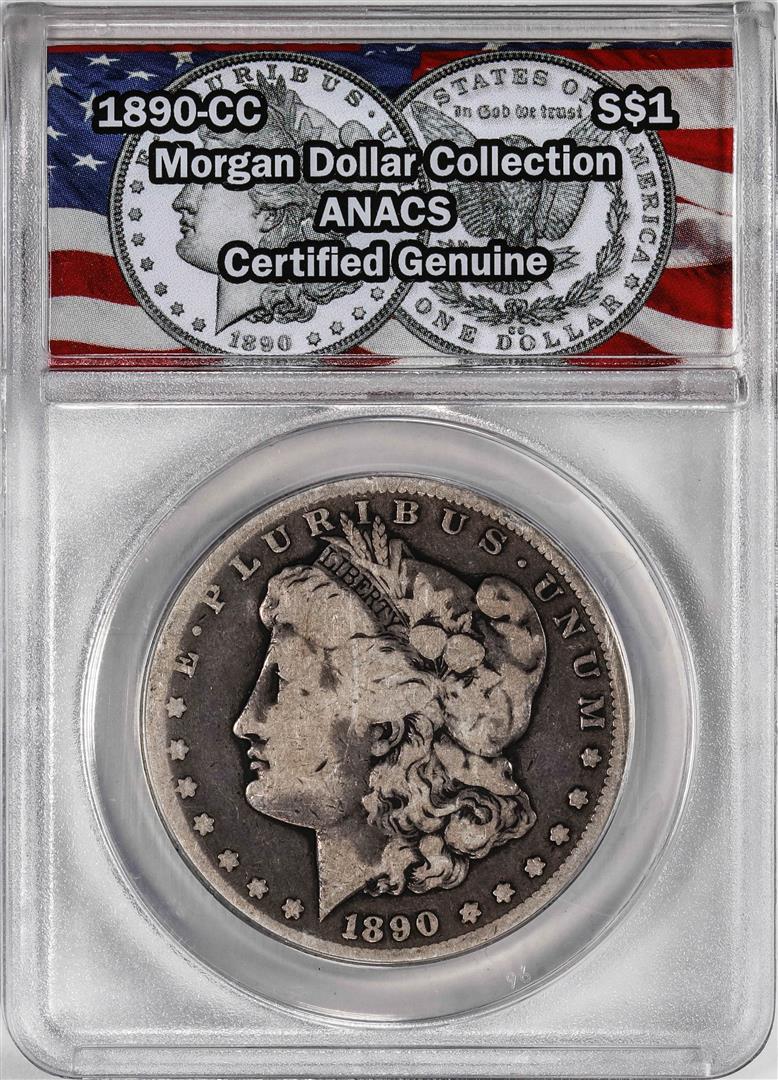 1890-CC $1 Morgan Silver Dollar Coin ANACS Genuine: One 1890-CC $1 Morgan Silver Dollar Coin ANACS Genuine. ANACS Certified.