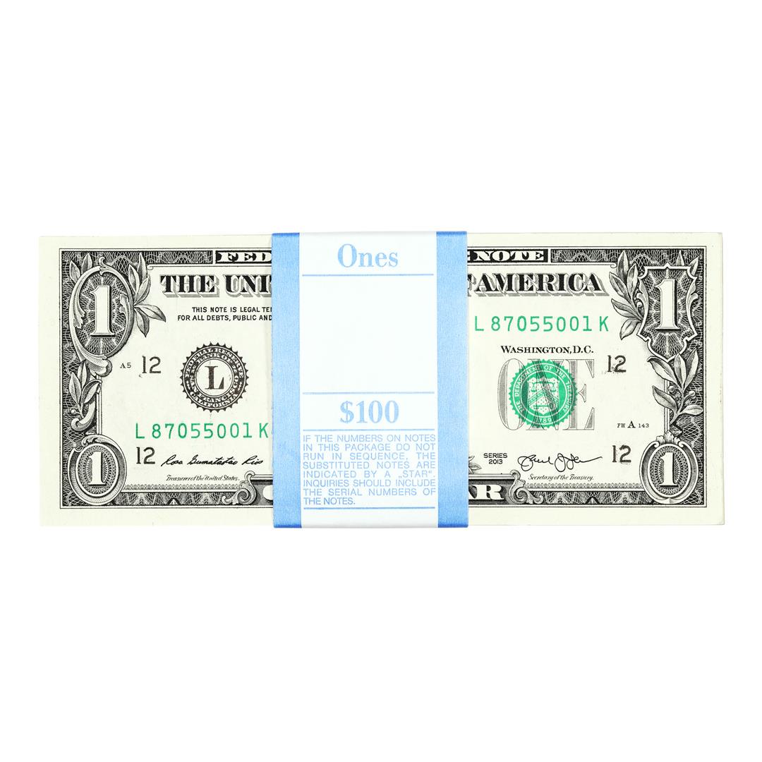 Pack of (100) Uncirculated Consecutive 2013 $1 Federal Reserve Notes San Francisco: One Pack of (100) Uncirculated Consecutive 2013 $1 Federal Reserve Notes San Francisco.