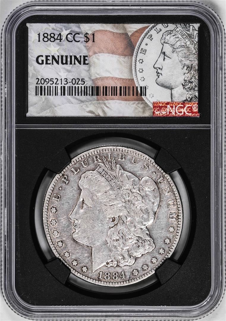 1884-CC $1 Morgan Silver Dollar Coin NGC Genuine: One 1884-CC $1 Morgan Silver Dollar Coin NGC Genuine. NGC Certified.