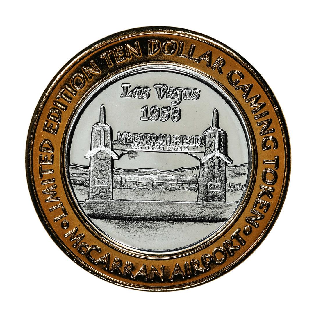 .999 Silver McCarran International Airport Las Vegas, Nevada $10 Limited Gaming Token: One .999 Silver McCarran International Airport Las Vegas, NV $10 Limited Gaming Token.