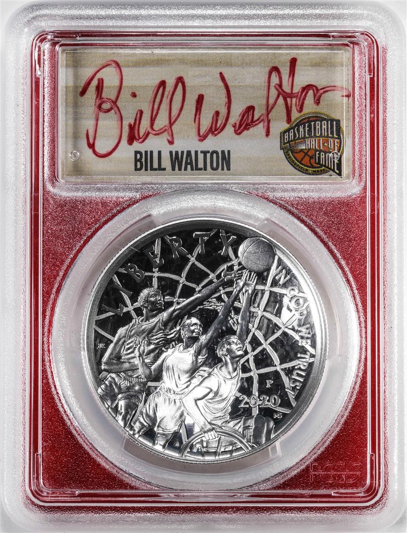 2020-P $1 Basketball HOF Silver Dollar Coin PCGS PR70DCAM Bill Walton Signature FDOI: One 2020-P $1 Basketball HOF Silver Dollar Coin PCGS PR70DCAM Bill Walton Signature FDOI. PCGS Graded.