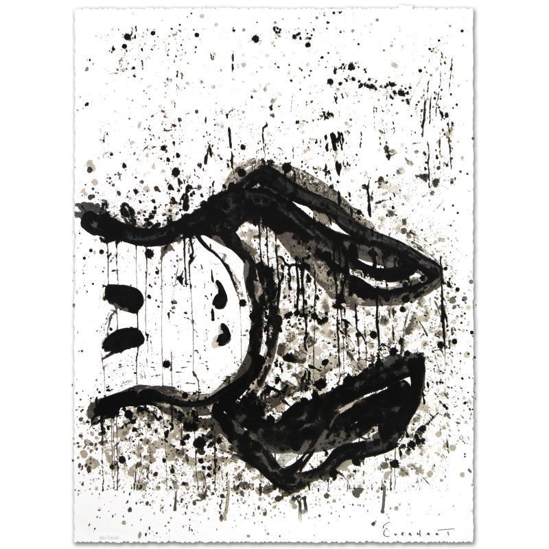 Tom Everhart "Watchdog 3 O'Clock" Limited Edition Lithograph On Paper: "Watchdog 3 O'Clock" is a limited edition hand pulled original lithograph on museum quality deckle-edge paper, numbered and hand signed by Tom Everhart. This is one of the final Everhart editions to b