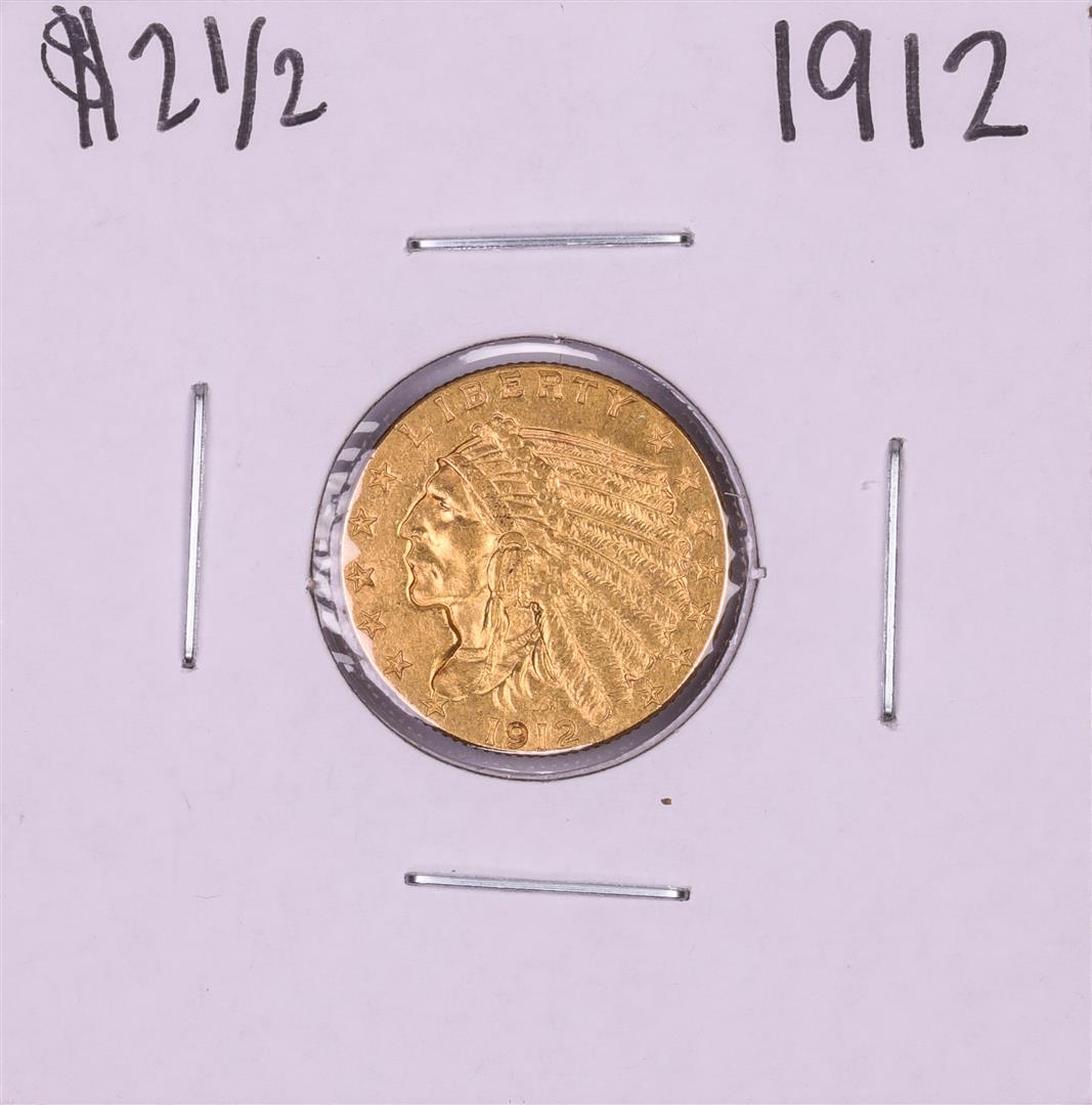 1912 $2 1/2 Indian Head Quarter Eagle Gold Coin: One 1912 $2 1/2 Indian Head Quarter Eagle Gold Coin.