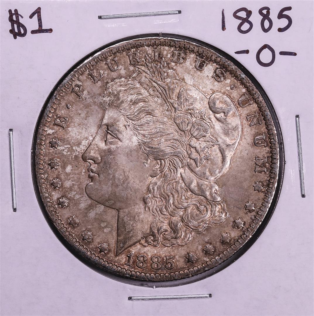 1885-O $1 Morgan Silver Dollar Coin: One 1885-O $1 Morgan Silver Dollar Coin.
