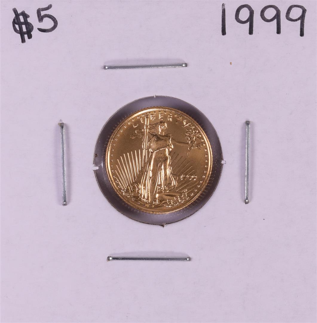 1999 $5 American Gold Eagle Coin: One 1999 $5 American Gold Eagle Coin.
