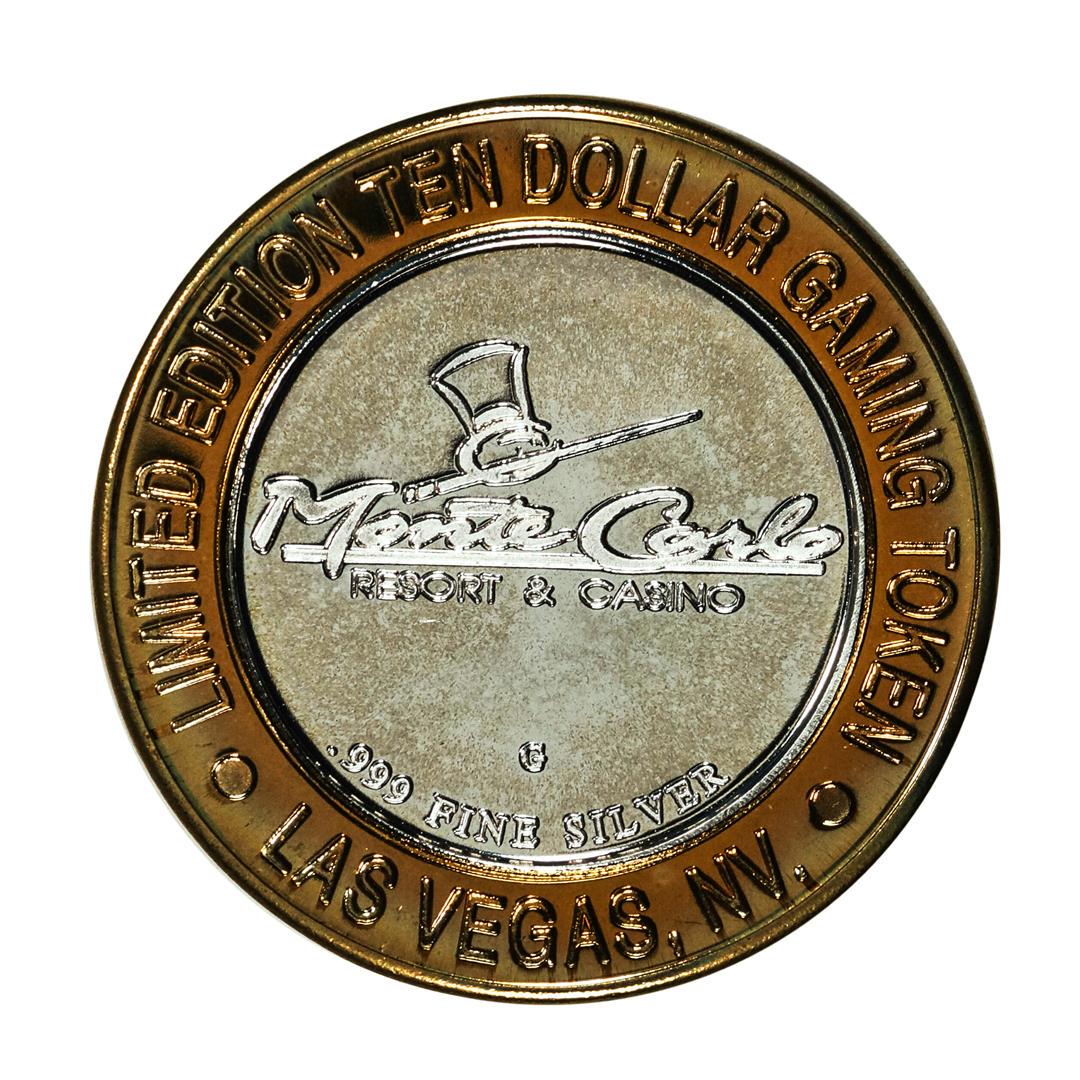 .999 Silver Monte Carlo Las Vegas, Nevada $10 Casino Limited Edition Gaming Token: One .999 Silver Monte Carlo Las Vegas, Nevada $10 Casino Limited Edition Gaming Token.