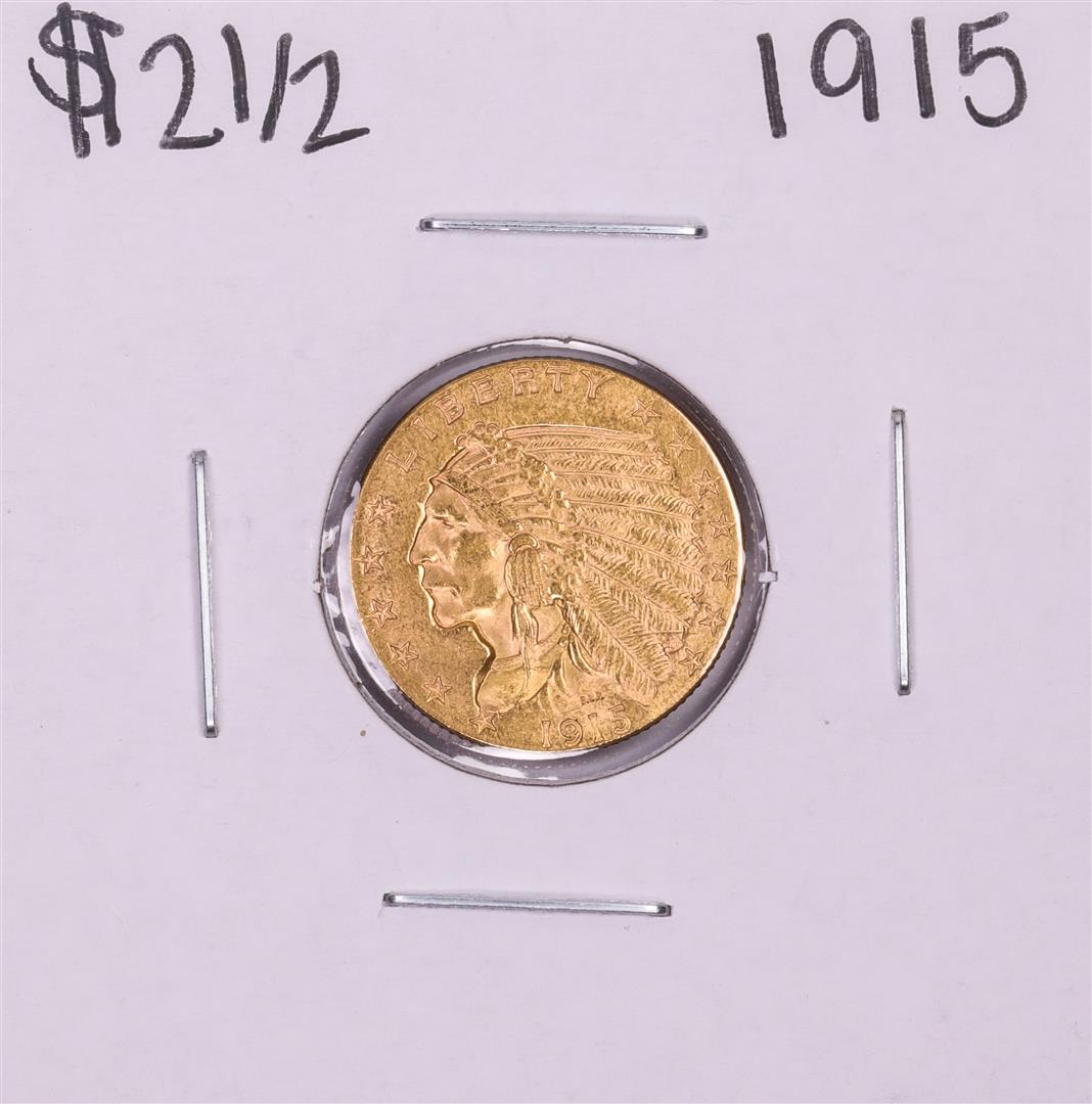 1915 $2 1/2 Indian Head Quarter Eagle Gold Coin: One 1915 $2 1/2 Indian Head Quarter Eagle Gold Coin.