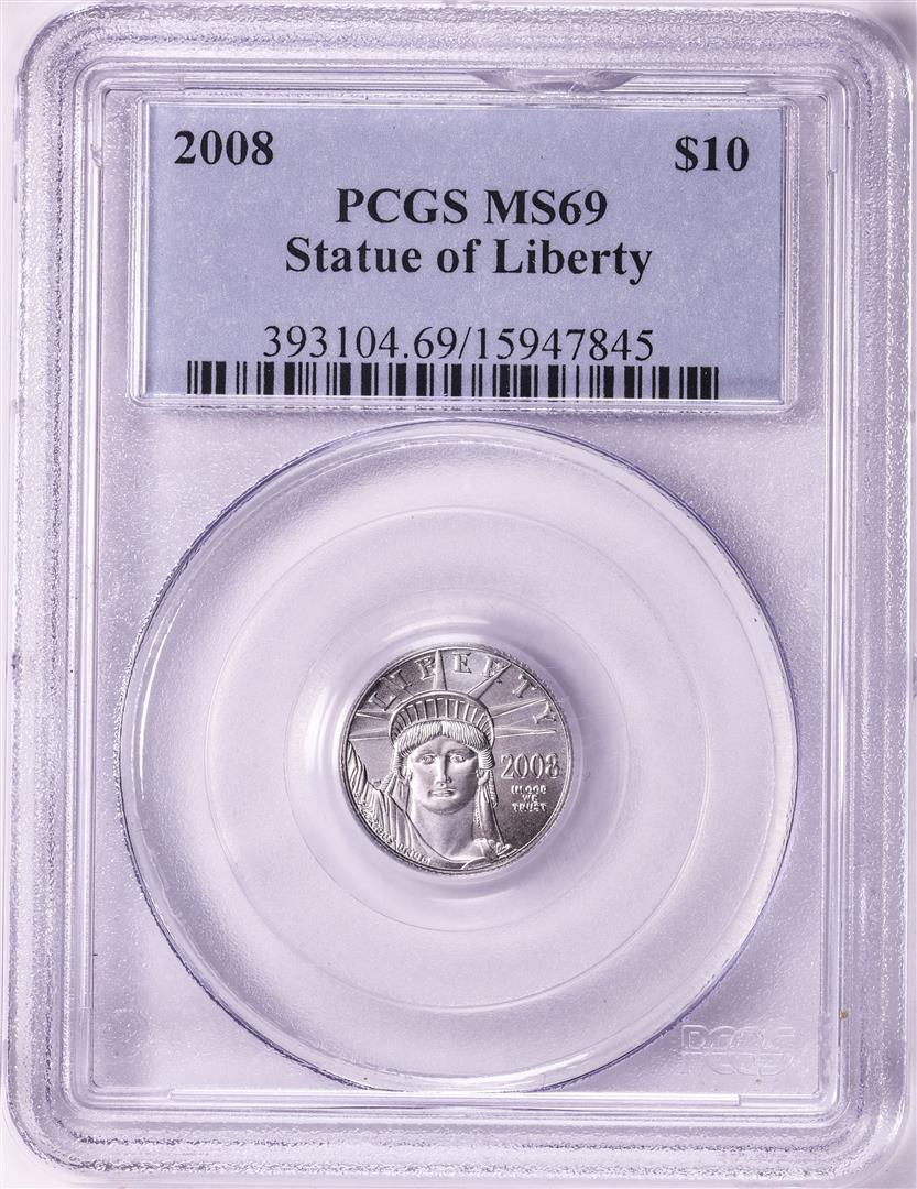 2008 $10 American Platinum Eagle Coin PCGS MS69: One 2008 $10 American Platinum Eagle Coin PCGS MS69. PCGS Graded.